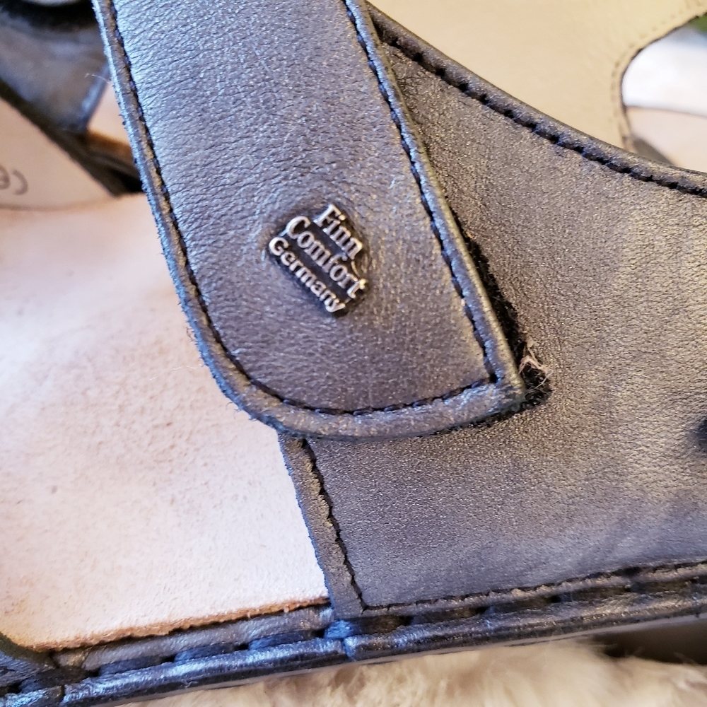 FINN COMFORT Adana Pewter Corten Leather T Strap Sling Silver Sandal Women US9.5 - Picture 9 of 16